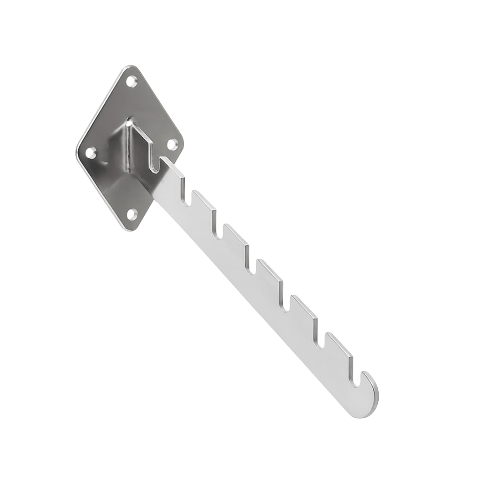 Shoplines Supplies 3X Wall Mounted 7 Notched Arm – Chrome Finish Waterfall Display Rail for Clothes & Garments – Heavy-Duty Retail Display Arm with 4 Fixing Holes – 240mm Projection