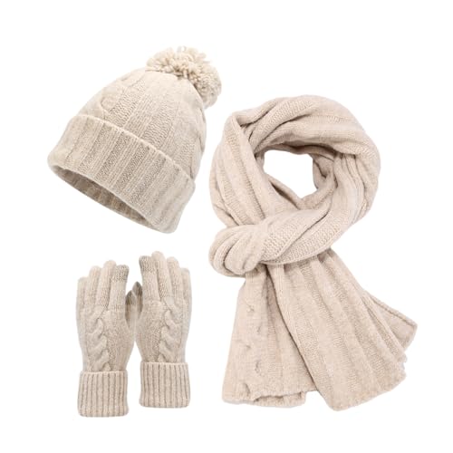 Bonnet chaud pour l'hiver avec écharpe et gants assortis, le cadeau idéal pour fille