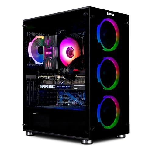 NitroPC - PC Gamer Avancé Silver Plus (Intel Core i5 12400 6/12 4.4GHz, RX 6500 XT 4Go, RAM 16Go, M.2 1To, Windows 11 Home, éclairage RGB, WiFi) PC Gaming, Ordinateur de Bureau