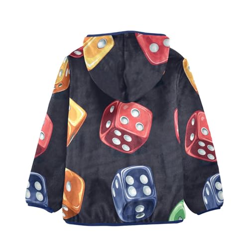 Retro Dice Girls Fleece Jacket Girls Fall Jacket Girls Zip Up Hoodie Girls Sherpa Jacket 2-10T2