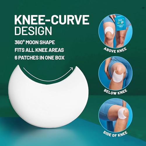 Image of hoop Knee Patch for Pain Relief | White Curcumin, Boswellia | 6 Pieces | Curcumin & Boswellia, Knee Curve Design, Flexible Fit