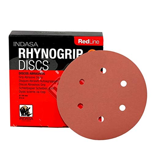 Indasa Red 150Mm Sanding Discs Sandpaper 6" Pads Hook & Loop Grit 320 Pack Of 50