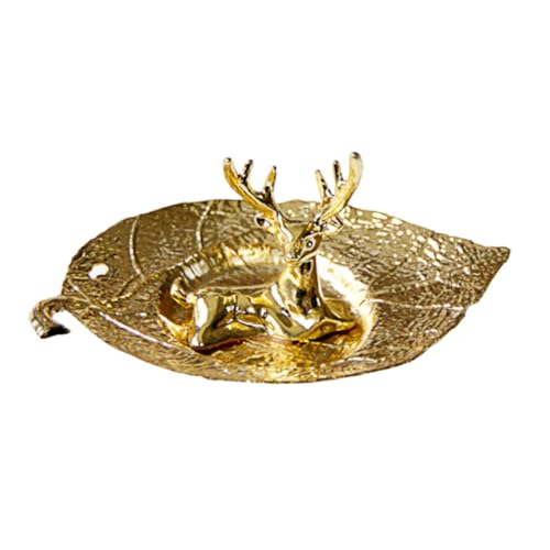 LOLIPPYY Vassoio Portaoggetti per Gioielli e Cosmetici in Rame Color Oro a Forma di Cervo Decorazione da Tavolo Multifunzione per Casa Hotel e Ufficio