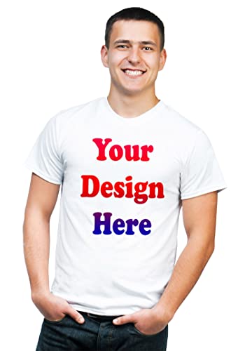 Image of Knitted Polycotton Fabric Regular Fit Men Boys Half Sleeve Photo T-Shirt Style 1 White Size : Free