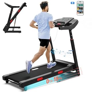 CIIHI Treadmill with Auto Incline - Adjustable Height Handrail 15% Auto Incline Treadmill with 400 lbs Capacity - Foldable Running Machine for Home with APP, Voice Control and Speaker - 8.7 MPH