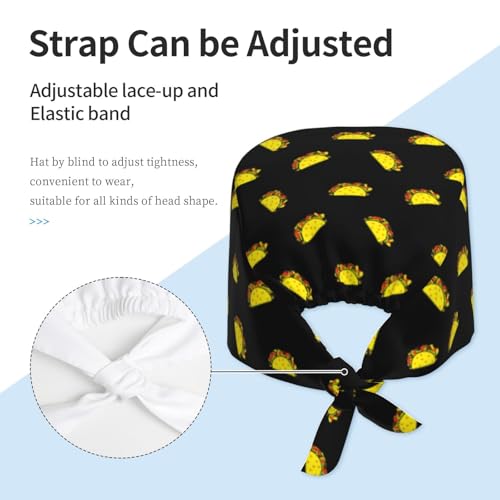 Image of Working Cap Scrub Cap with Sweatband Adjustable Unisex Women Tie Back Hat Nurse Surgical Caps