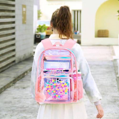 Image of AGSDON Clear Backpack, Heavy Duty Transparent Bookbag, See Through PVC Backpacks for Women Men