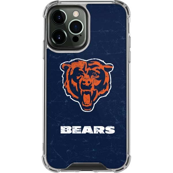 Skinit Clear Phone Case Compatible with iPhone 13 Pro Max - Officially Licensed NFL Chicago Bears - Alternate Distressed Design
