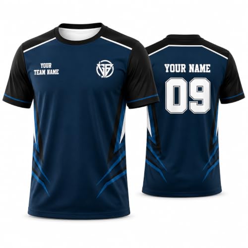Image of Teemates Custom Team Sports Jersey Personalized Name Number Shirt for Men Women Kids, Custom Logo Athletic Jersey, Quick Dry Performance Team Uniform for Football Cricket Volleyball