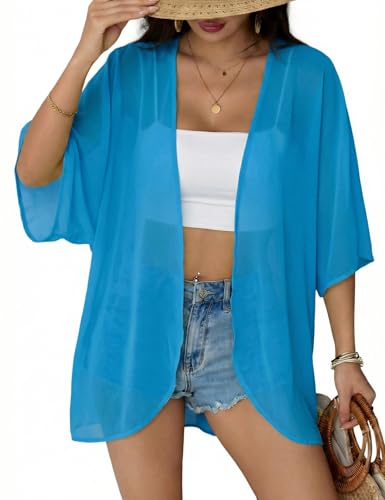 Image of Chunoy Women Floral Beach Wear Cover Up Chiffon Kimono Cardigan Open Front Blouse Beach Resort Wear for Swimwear 2026