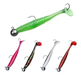 9KM DWLIFE Soft Fishing Lures for Bass Fishing -5 Pack Paddle Tail Swim Baits Double Hooks Catfish Bait T-Tail Lures for Freshwater & Saltwater