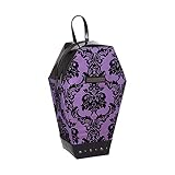 Rock Rebel Mochila Damask Caixão Roxa Estampa Gótica, Roxa