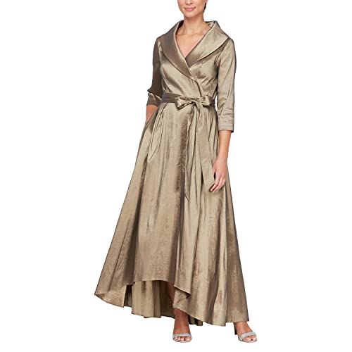 Image of Alex Evenings Women's Portrait Collar Dress with Full Skirt, Pockets, and Tie Belt