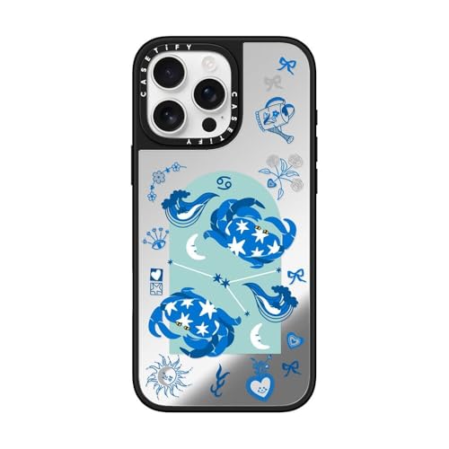 Coque miroir pour iPhone 16 Pro Max CASETiFY Cancer argent et noir compatible MagSafe