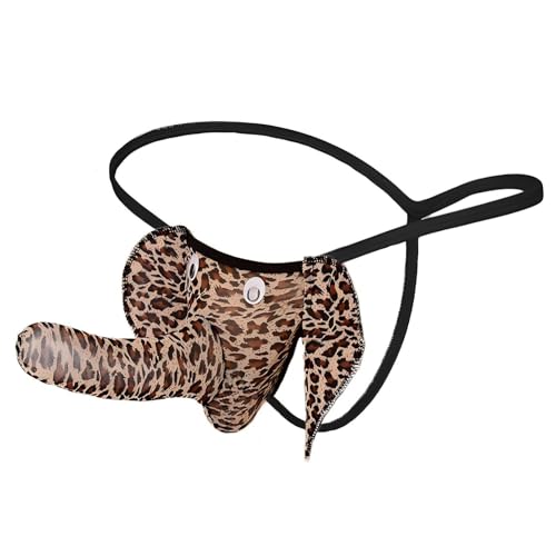 Gushijieju Tanga de tronco de elefante roupa íntima masculina fio dental ideias engraçadas leopardo