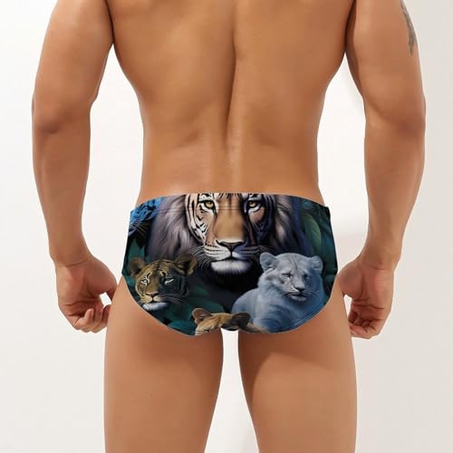 Tiger Leopard Lion Men's Swim Briefs Sexy Bikini Swimsuit Beach Shorts Underwear Low Waist2