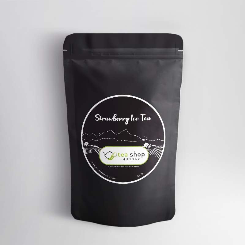 Strawberry Instant Iced Tea | No Artificial Ingredients | Low Calorie | Vitamin C Enriched | Refreshing Strawberry Flavor | 250 Grams | Makes 25 Cups | Munnar Tea Shop