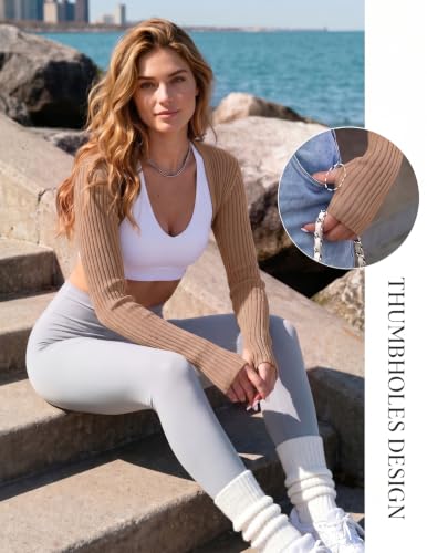 Image of Women's Cropped Cardigan for Dress Fitted Bolero Shrug Long Sleeve Sweater