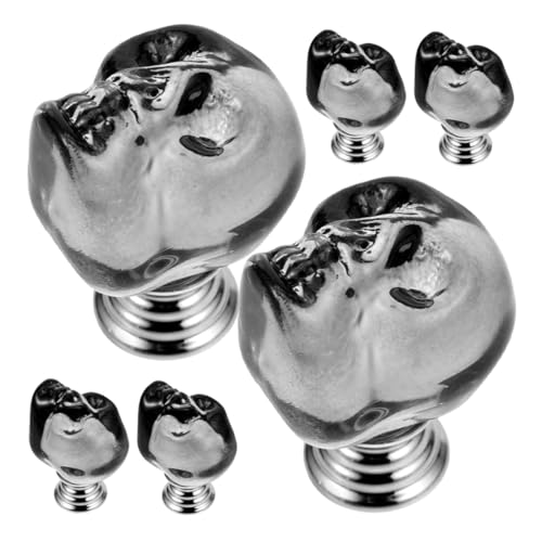DIYEAH 6 Juegos Pomos de Cristal Transparentes con Diseño de Calavera de Tiradores para Armarios Tornillos para Cocina Dormitorio y Muebles