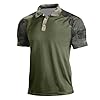 Shirts for Men UK, Polo Shirts Short Sleeve Camouflage Quick Dry Lightweight Golf Casual Collared Tops Breathable Moisture Wicking Work Shirt Cotton Running Top Shirt Polos (XXL, Army Green) #1