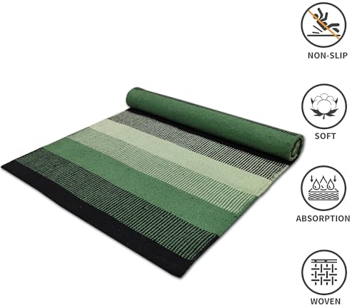 Image of Minimalist Cotton Runner - 2x5 ft Flatweave Rug for Hallway, Kitchen & Compact Layouts