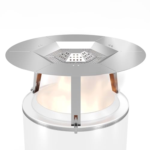 Toriexon Upgraded Heat Deflector for Solo Stove Bonfire 19.5’’, 304 Stainless Steel Heat Diffuser with Detachable Legs & Fix Hoop, Capture and Redirect Warmth, Camping Accessory