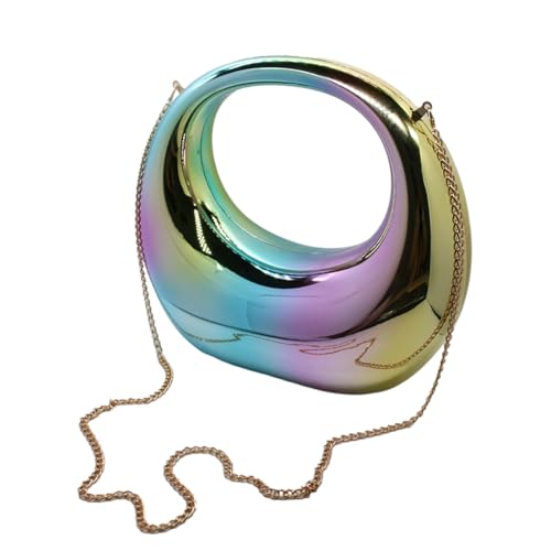 Image of Acrylic Evening Clutch Purse Top-handle Moon Hobo Bag, Elegant Marble Handbag for Wedding Cocktail Party