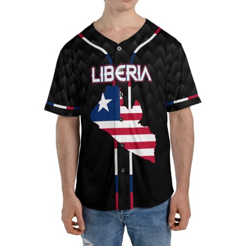 Personalized Liberia Baseball Jersey, Custom Liberian Pride Shirt,Liberian Shirt, Liberian Flag Baseball Jersey for Men Women miniatura 6
