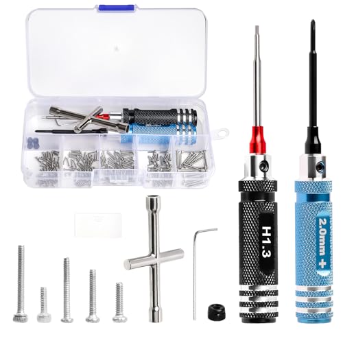 190pcs M1/M1.4 RC Screw Kit for Axial SCX30 RC Crawler Upgrades, with Case