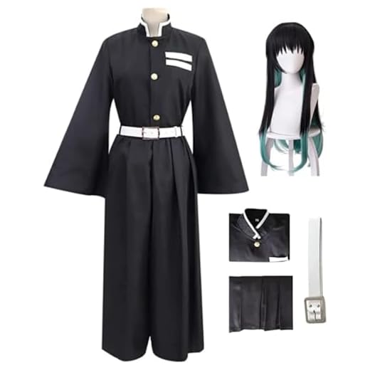 BELEB Disfraz De Cosplay De Anime Para Tokitou Muichirou Traje Fiesta De Halloween Kimono Uniforme Con Peluca (Set+wig,Large)