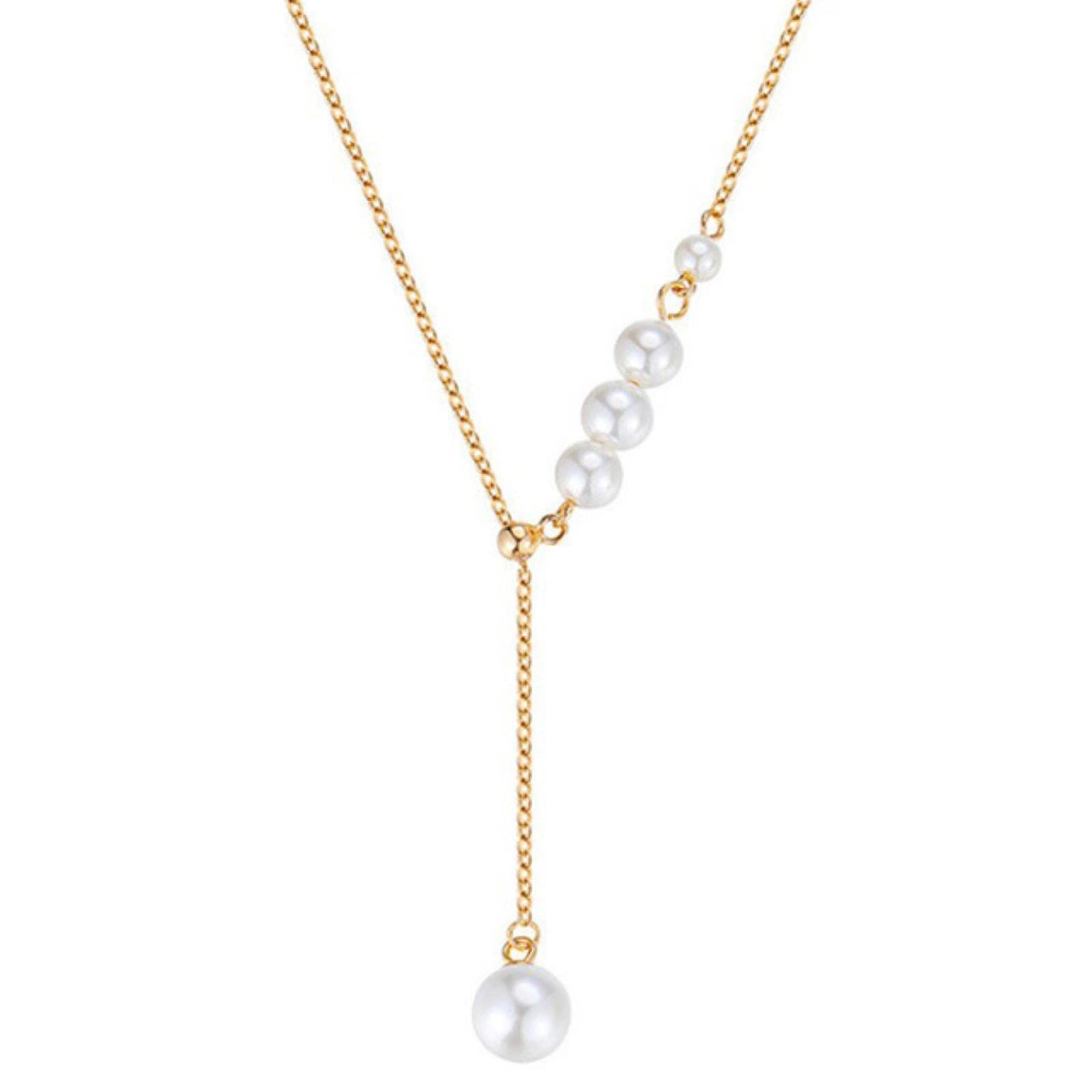 Stang Women's Gold,Silver 925 Silver Pearl Necklace Light Luxury Niche Design Sense Of Personality Simple Clavicle Chain Jewelry Gift
