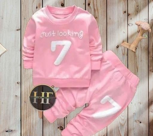 Image of Unisex Baby Long Sleeve Just Looking 7 Parent Top Bottom Clothing Set for Summer Comfort Casual Daily Outfit