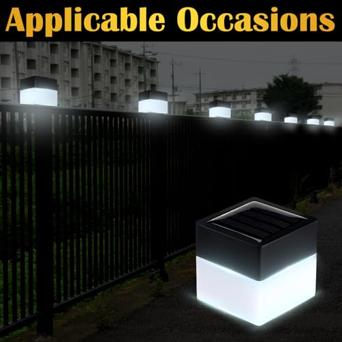 Tujoe 6 Pack Solar Fence Post Cap Lights 2In x 2In (5cm x 5cm) (White) by Tujoe - Image 6