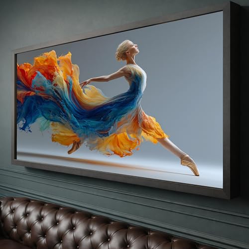 Tableau danseuse de ballet en plein saut | Toile peinture dynamique 70x110cm decoration murale