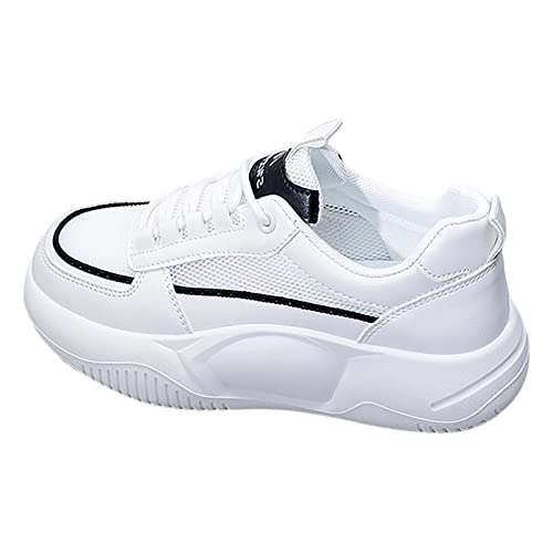 2023 Koreanische Ausgabe Weiße Schuhe Frauen Dicke Sohle Atmungsaktive Casual Schuhe Sportschuhe Damen (Black, 39)