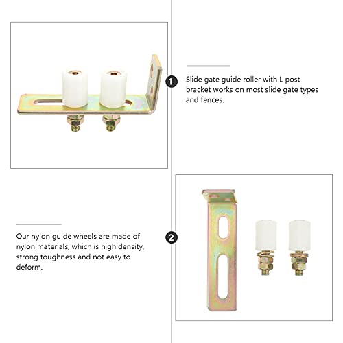 iplusmile Sliding Gate Roller Guide Wheel with L Post Bracket Nylon Dual Rollers for Garden Fence Slide Gate Support Hardware - Image 3