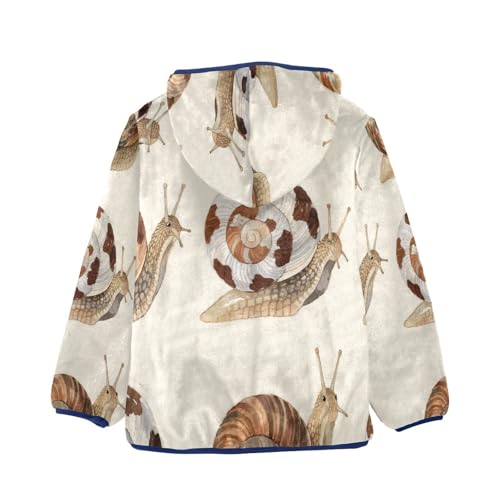Snail Cute Pattern Print Toddler Fleece Jacket Girl Boys Hooded Fleece Jacket Coat Warm Outwear Zip-up 3-10T2