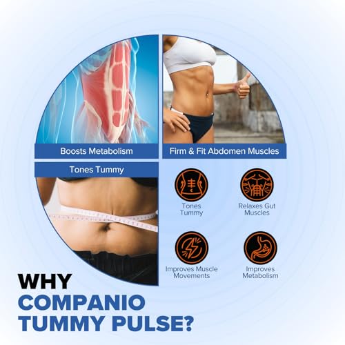 Image of COMPANIO Tummy Pulse massager device - Relief from tummy pain & Reduce Unwanted Belly /Tummy Fat - 30 different variations with 20 intensity- EMS technology Scientifically Proven - Lightweight - Change Intensity as per need - Portable - Rechargeable - No Side Effects - boost metabolism