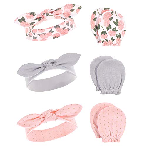 Image of Hudson Baby Baby Girls' Cotton Headband and Scratch Mitten Set