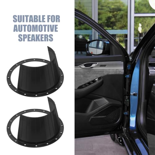 Mikikit Cubierta para Altavoces de Coche 65 Pulgadas Juego de 4 Protectores Negros Anillos de Montaje y Junta para Altavoces Automotrices Accesorios para Sistemas de Audio de Vehículo - imagen 3