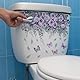 Ymhapp 2 Blätter Lila Blume WC Aufkleber Pflanze Rose Schmetterling Abziehbilder Selbstklebend WC Badezimmer Wanddekoration