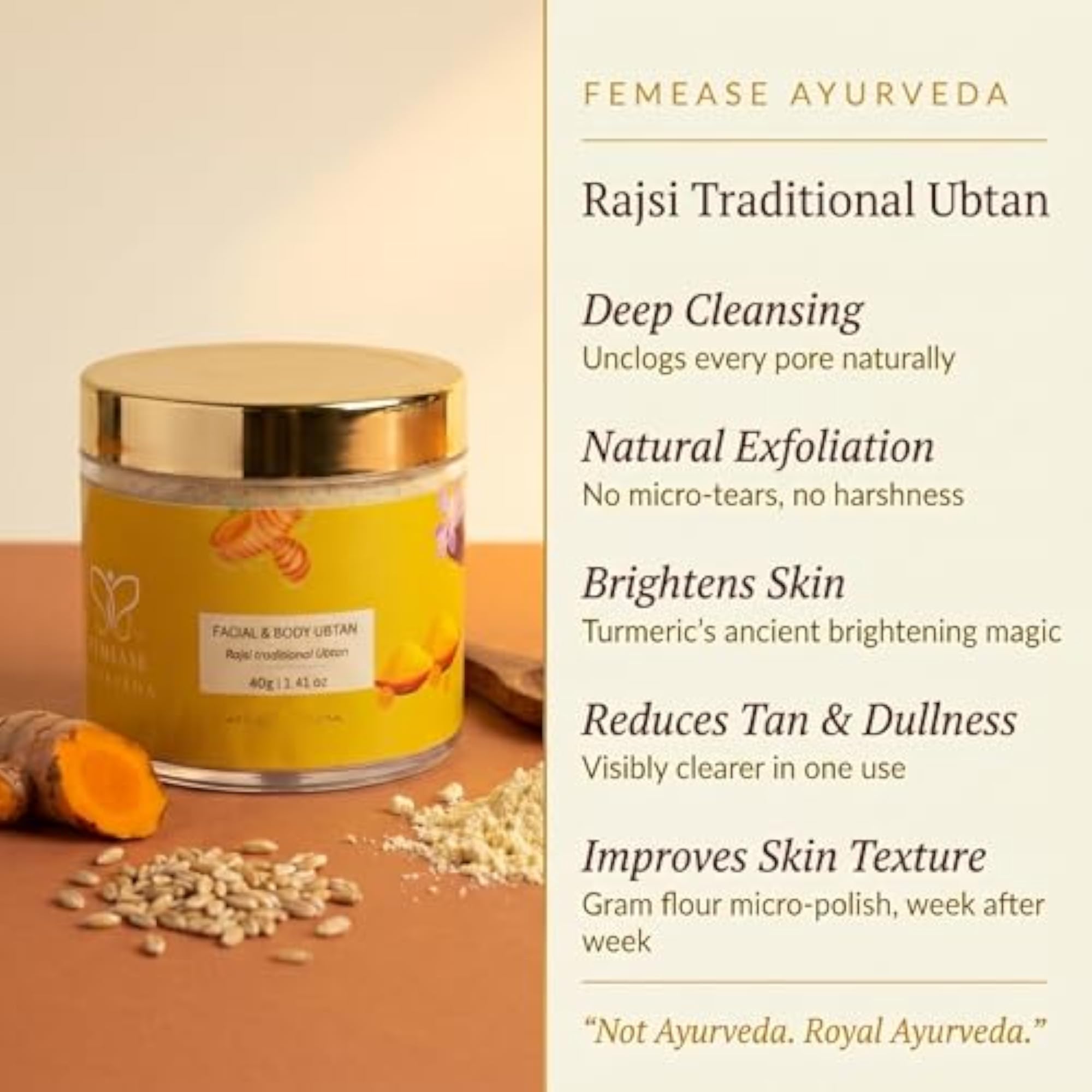 Rajsi Ubtan with Haldi & Kesar for Gentle Exfoliation