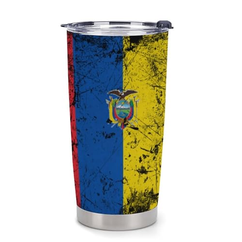 Portavasos con textura grunge y bandera Ecuador para carro universal 4 piezas miniatura 1