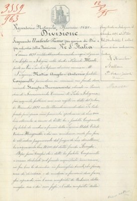 Divisione di un fondo detto Stanghe e Buoncovento