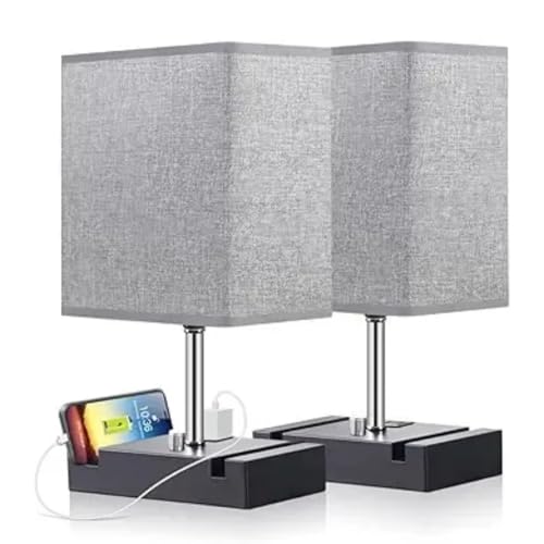 Catálogo de Lámparas de mesa y mesilla de noche de esta semana. 45 KUAEAY Lampara de Mesa y Buro 2 Pack, Lamparas de Mesa Recamara Lion con Puertos de Carga AC, Brillo Regulable, Lámpara de Mesilla Escritoriode Noche para Dormitorio, Sala,...