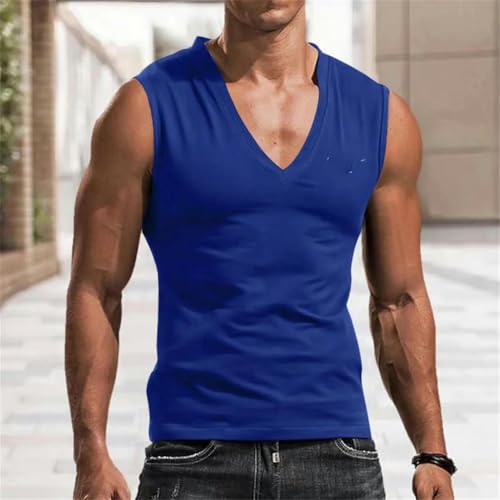 Ropa de gimnasio y camiseta sin mangas de algodón con cuello en V para hombre 3