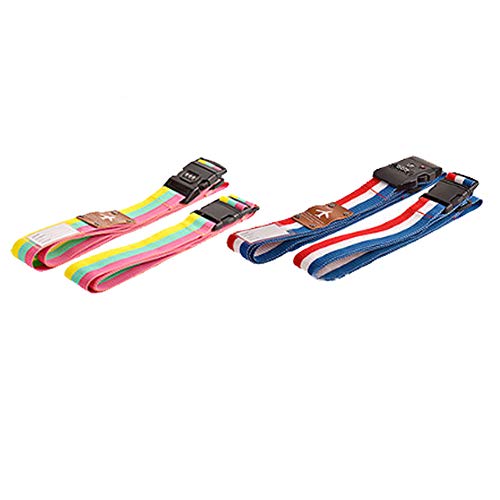 Sokey 4 Pack Gepäckgurte, Koffergurt, verstellbar, Kreuzgurt, Reise-Zubehör mit Schlitz für Namensschild