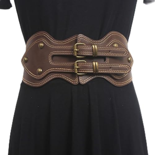 Wide belt decorative skirt vintage buckle elastic waist sealing women's high sense of Mongolian trench coat
