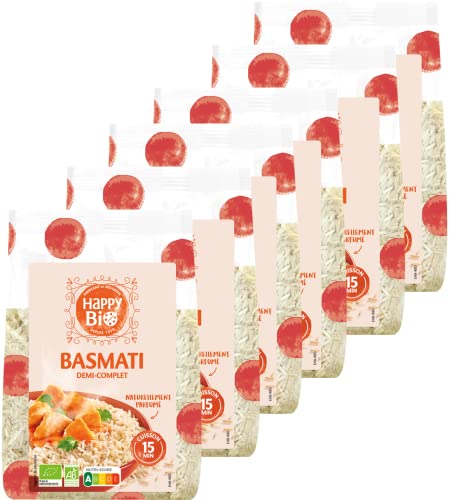 Arroz Basmati Happy Bio semicompleto, 500 g