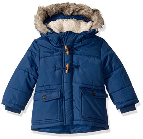 Osh Kosh Boys' Little Heavyweight Winter Jacket with Hood Trim, Denim Daze, 5/6